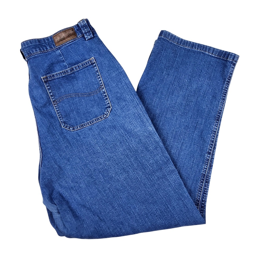 Lee Easy Fit Jean Womens 12S Blue Denim High Rise Straight Leg Retro Mom Classic